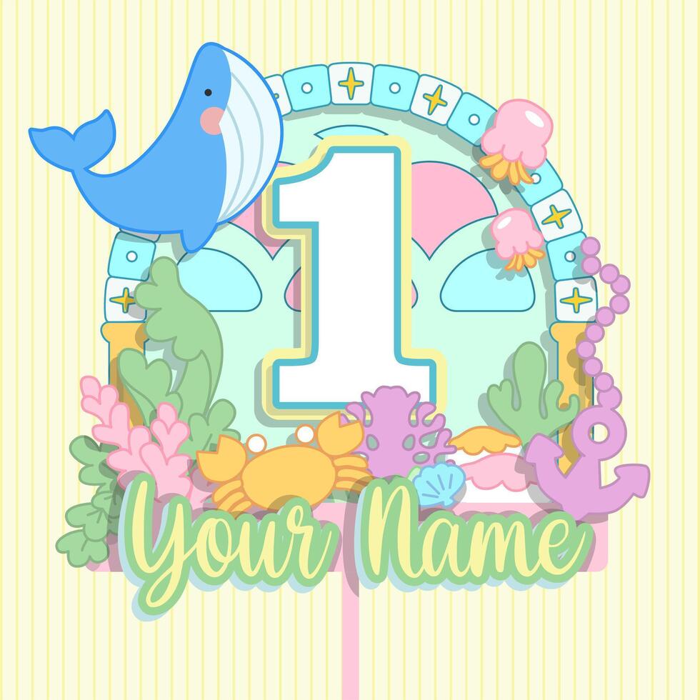 underwater clip art of cake topper decoration design vector