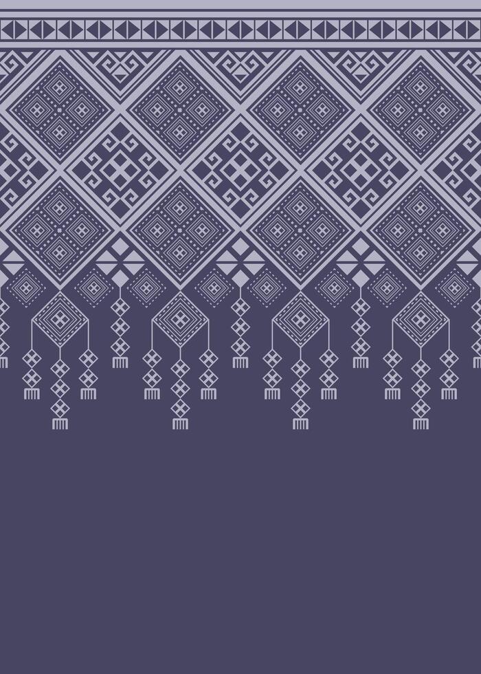 Navy blue Aztec tribal design in a vintage runner style traditional ethnic garland motifs in a seamless repeating pattern ideal for ikat fabric, kilim rugs, or pillow covers, home decor textile art vector