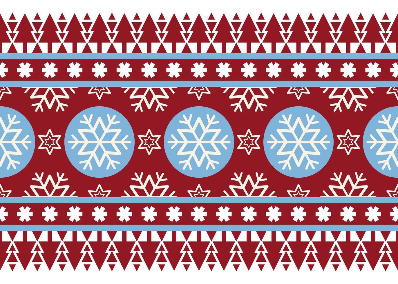 Joyful Christmas-themed seamless pattern with holiday motifs, snowflakes, blue snowball, trees. greeting cards, winter wallpapers, and creating a cheerful holiday ambiance with seasonal elements vector