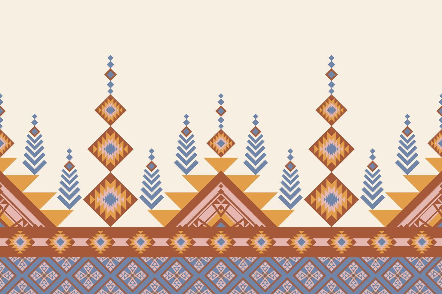 Southeast Asian textile and Native American-inspired seamless ikat fabric featuring aztec and navajo designs, ideal for sarongs, sarees, and other cultural and exotic textiles vector