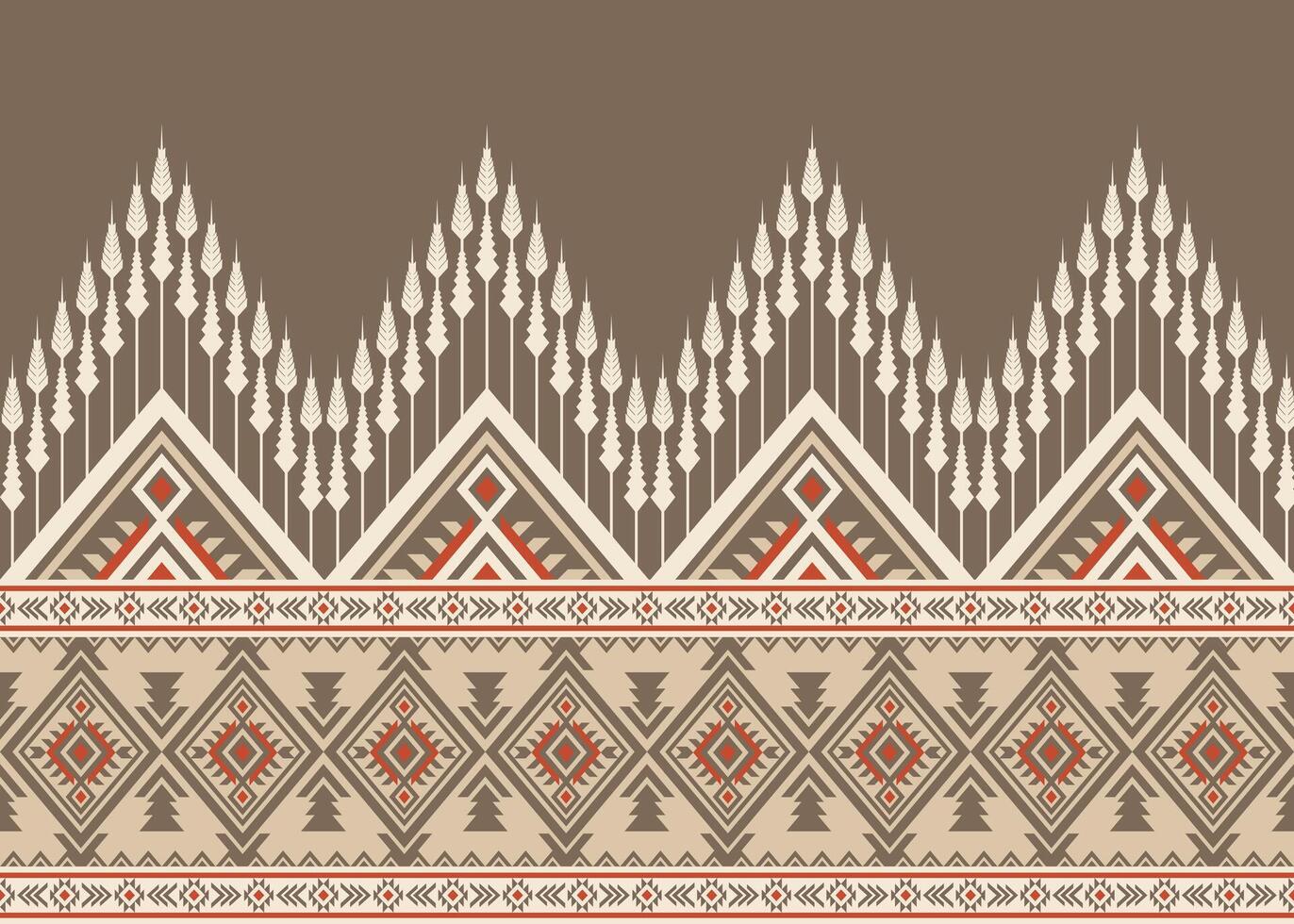 Ethnic tribal designs Navajo Aztec seamless pattern brown red stripe geomatics Native American motifs designs traditional textiles, rugs, fabric applications, table carpet, decorative arts p6 vector