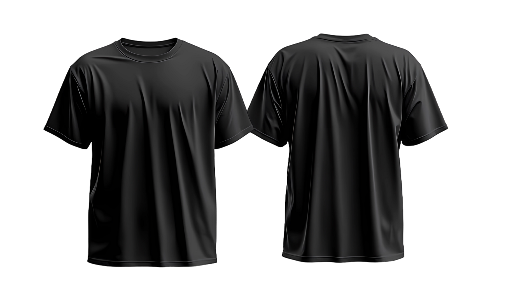 black t - shirt mockup template, isolated on transparent background png