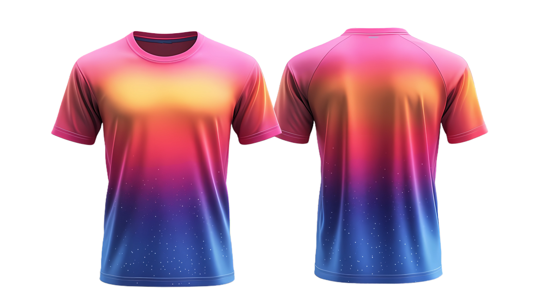 front and back men's t - shirts with colorful gradient png
