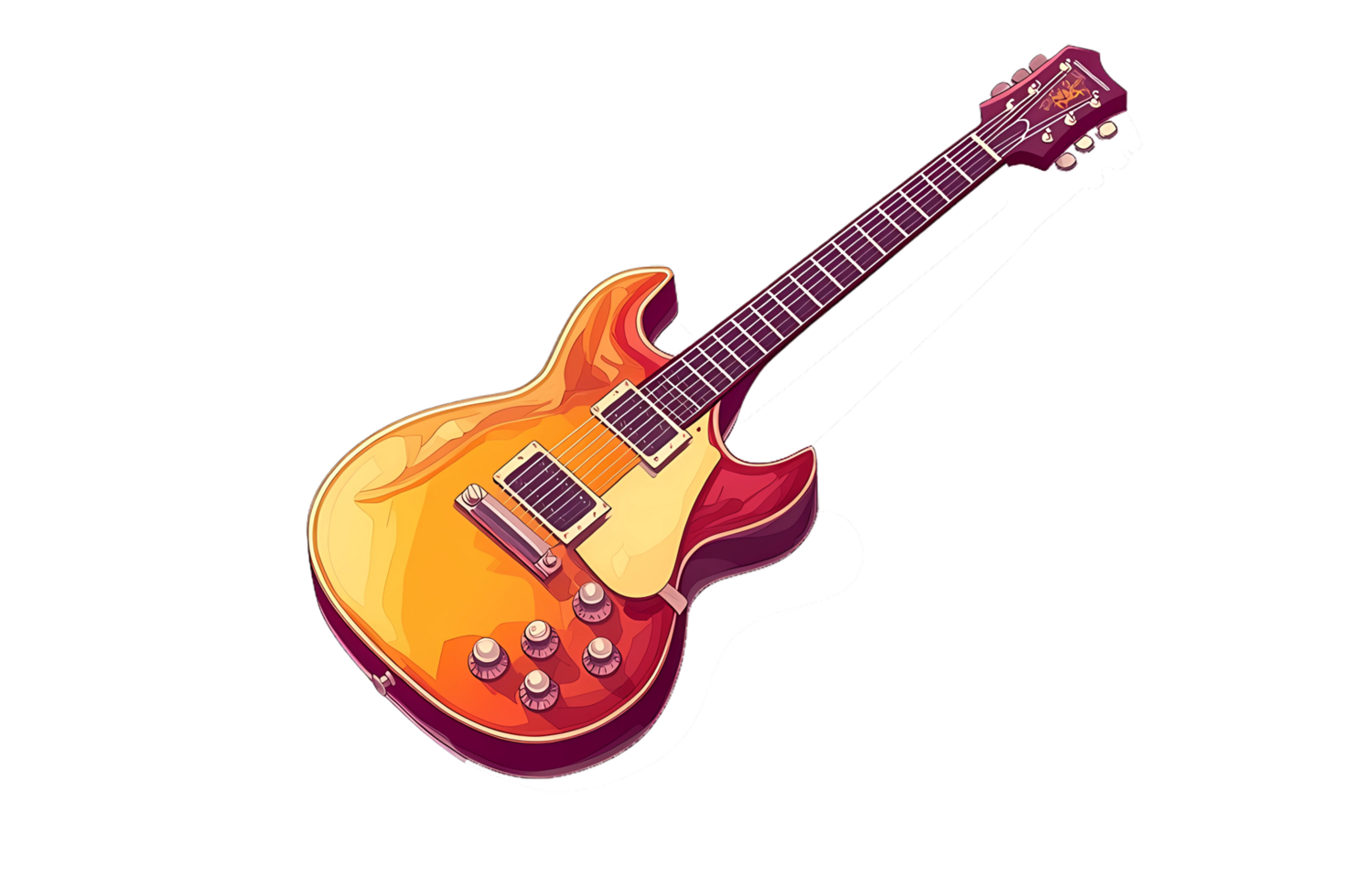 guitar isometric isolated on transparent background png