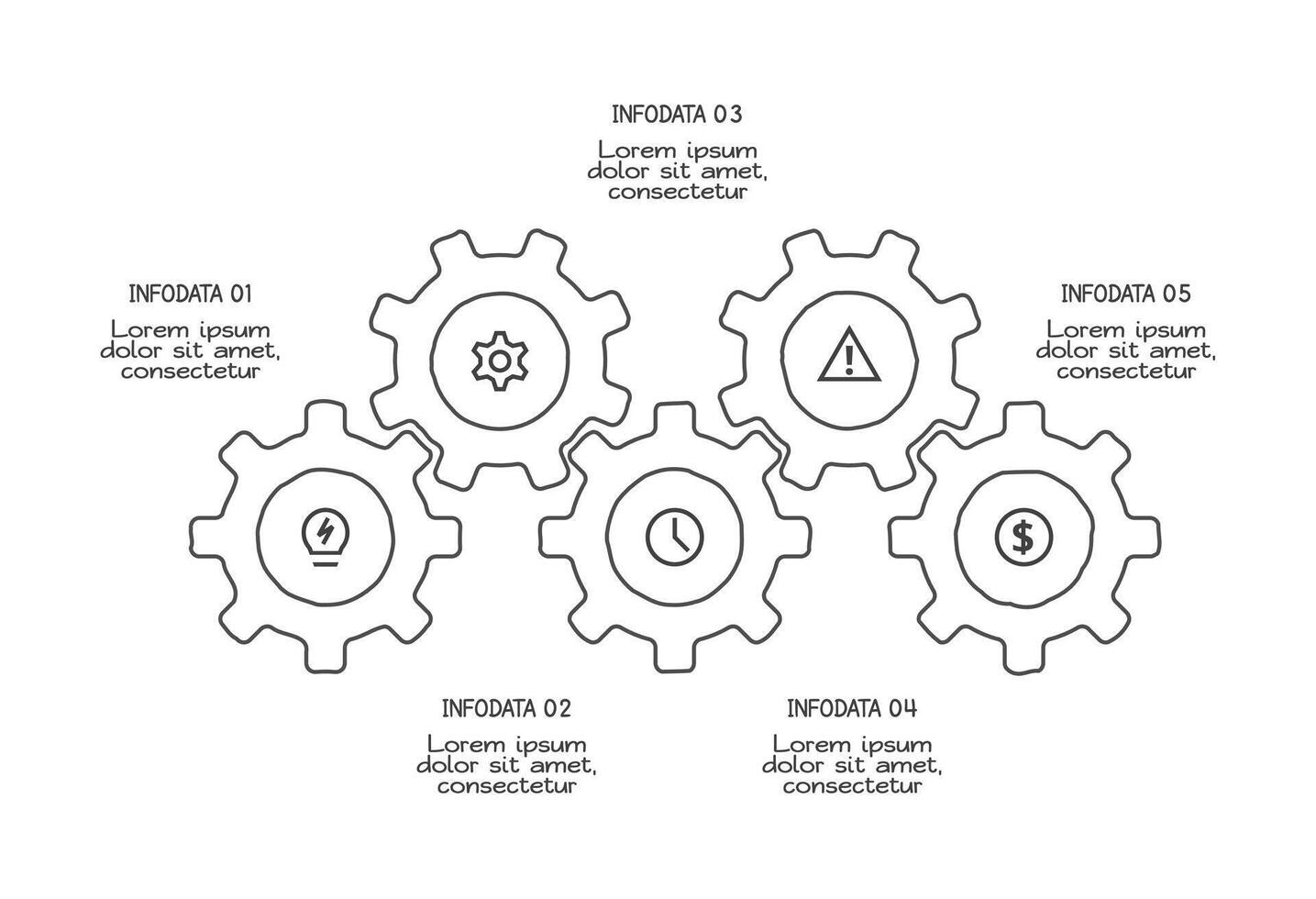 Doodle infographic elements with 5 options. business template for presentation vector