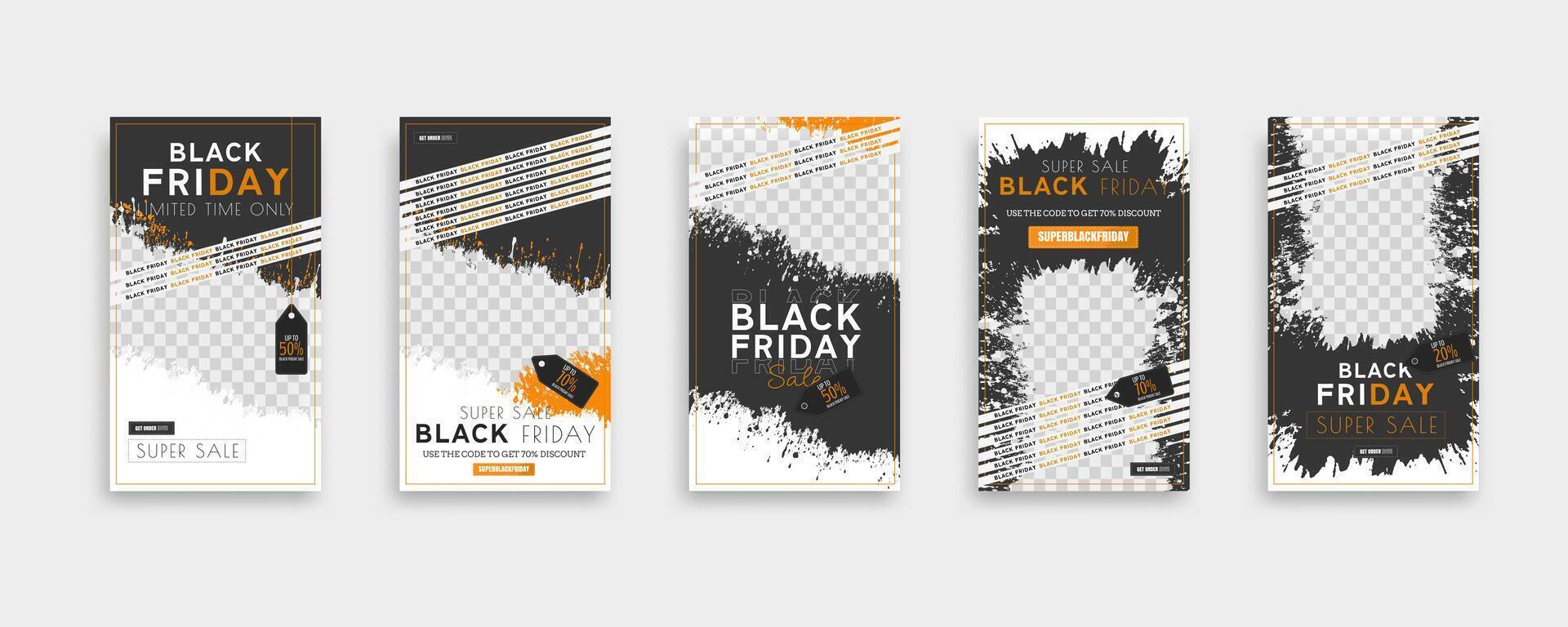 Black friday banner design set with grunge style vector