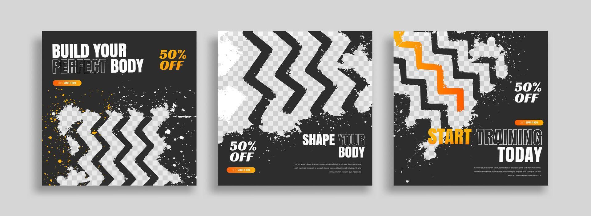 Three banners with abstract shapes and lines vector
