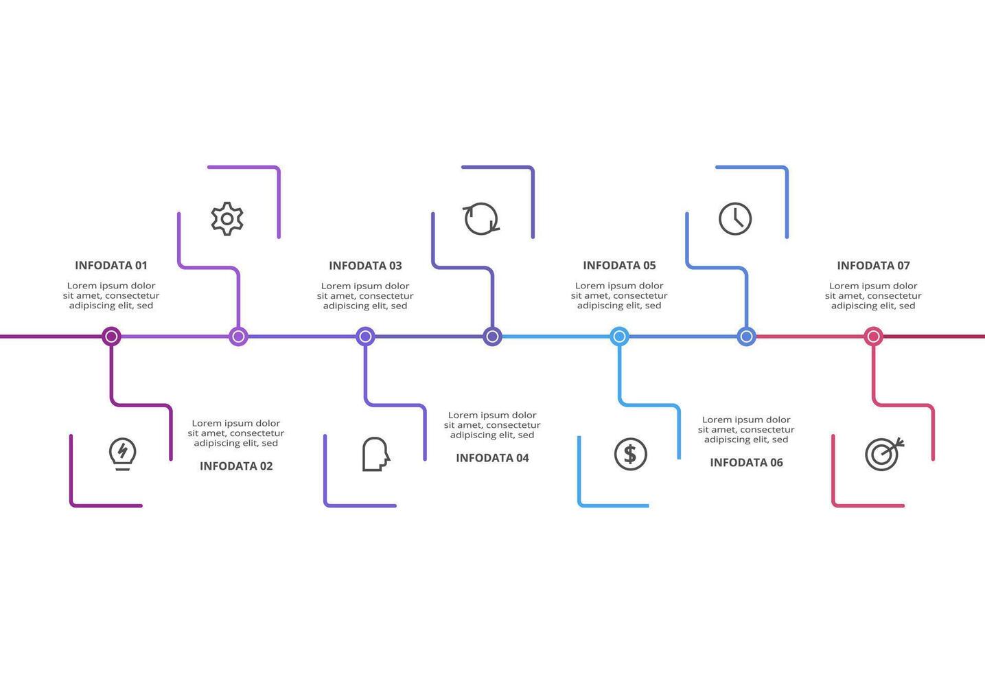 Creative concept for infographic with 7 steps, options, parts or processes. Business data visualization. vector