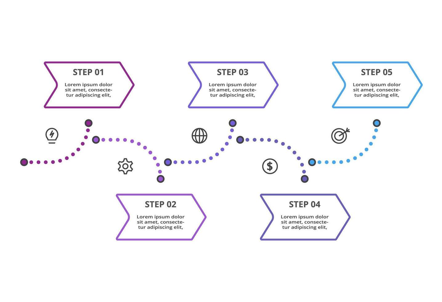 Creative concept for infographic with 5 steps, options, parts or processes. Business data visualization. vector