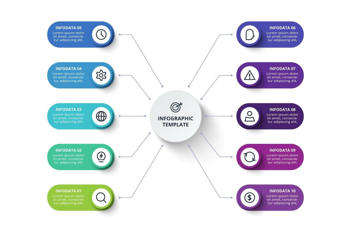 Creative concept for infographic with 10 steps, options, parts or processes. Business data visualization. vector