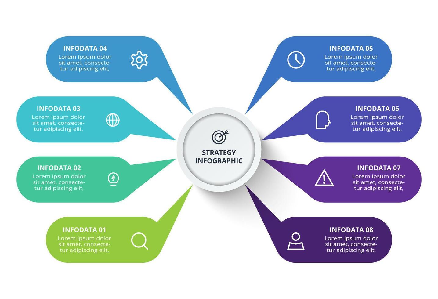 Creative concept for infographic with 8 steps, options, parts or processes. Business data visualization. vector