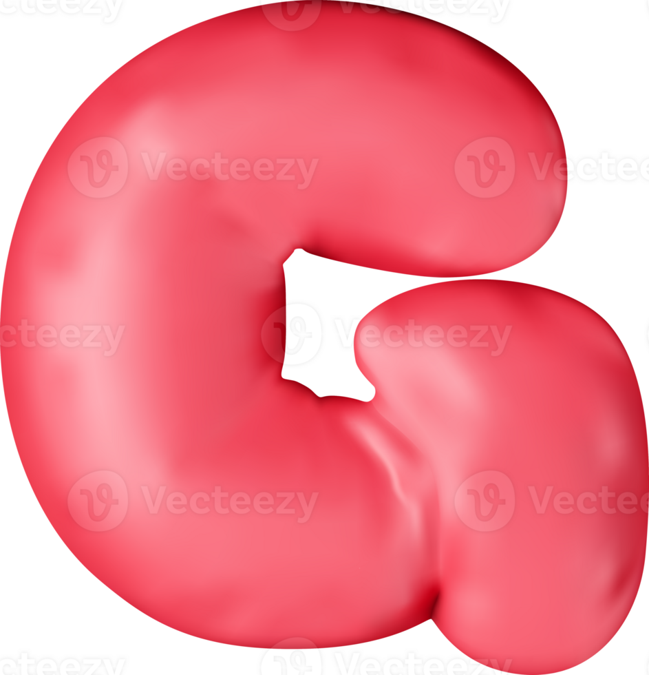 3d red alphabet balloon single letter G png