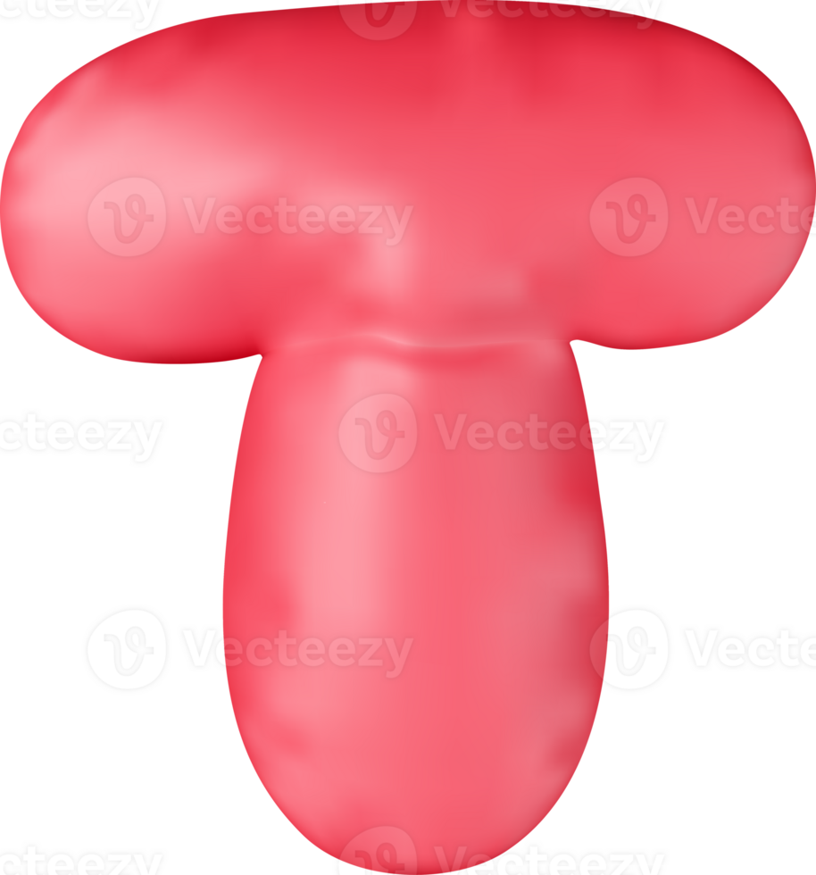 3d red alphabet balloon single letter T png