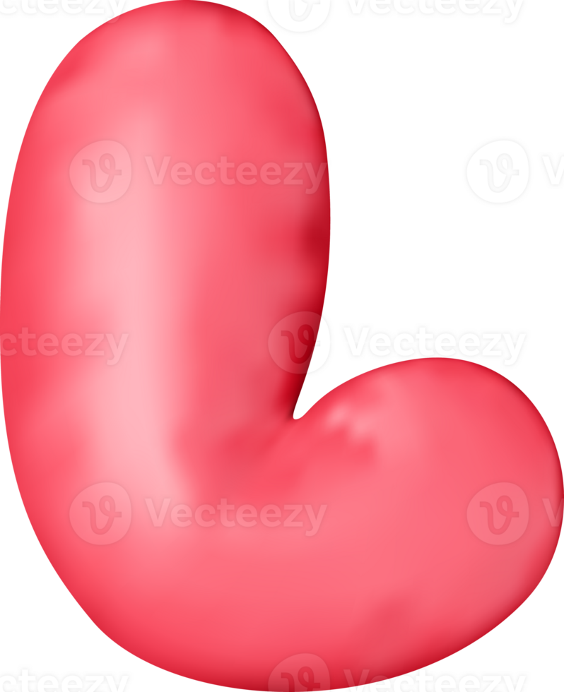 3d red alphabet balloon single letter L png