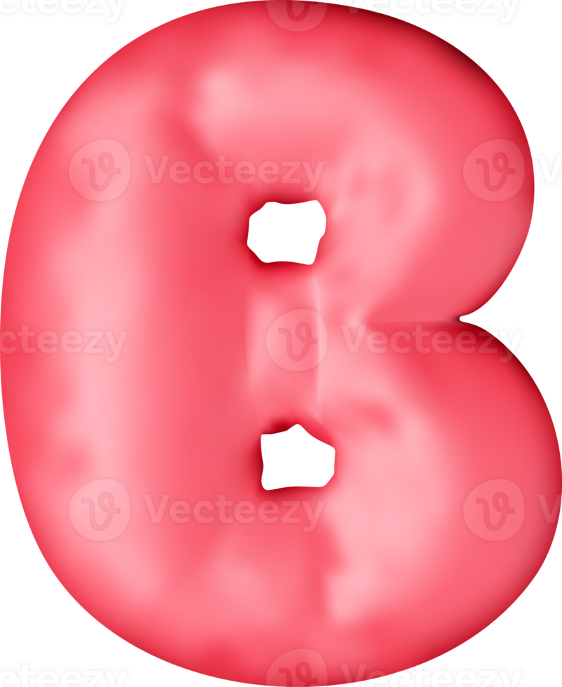 3d red alphabet balloon single letter B png