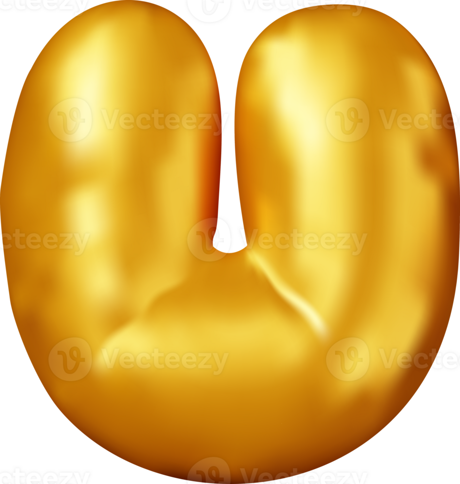 3d gold alphabet balloon single letter U png