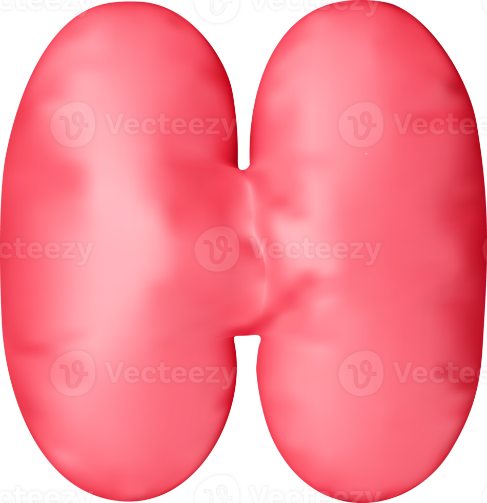 3d red alphabet balloon single letter H png