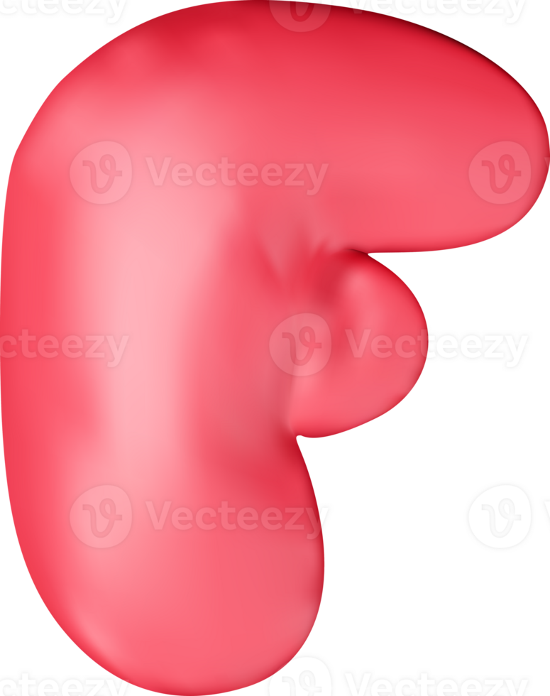 3d red alphabet balloon single letter F png