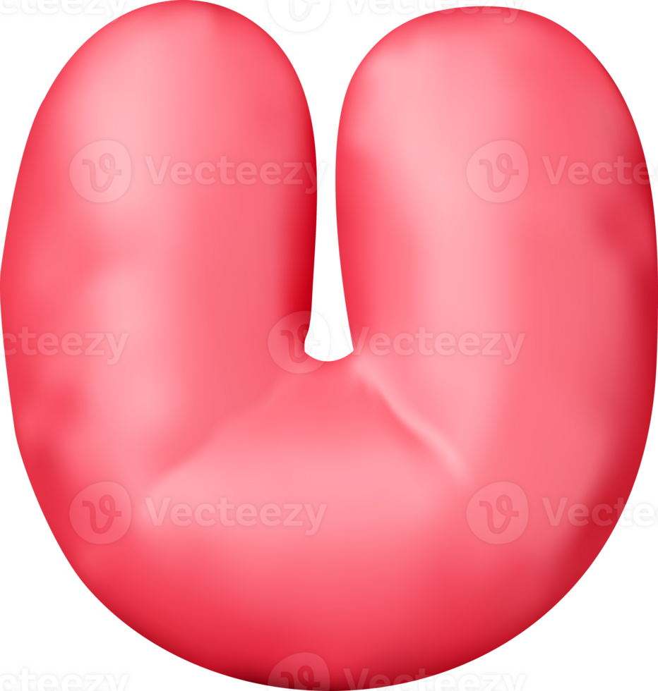 3d red alphabet balloon single letter U png