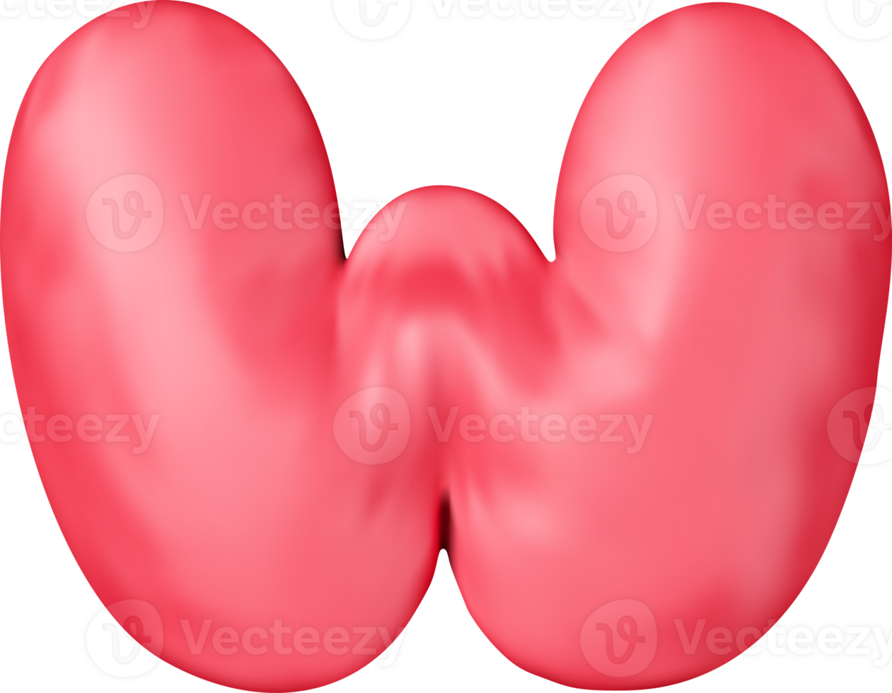 3d red alphabet balloon single letter W png