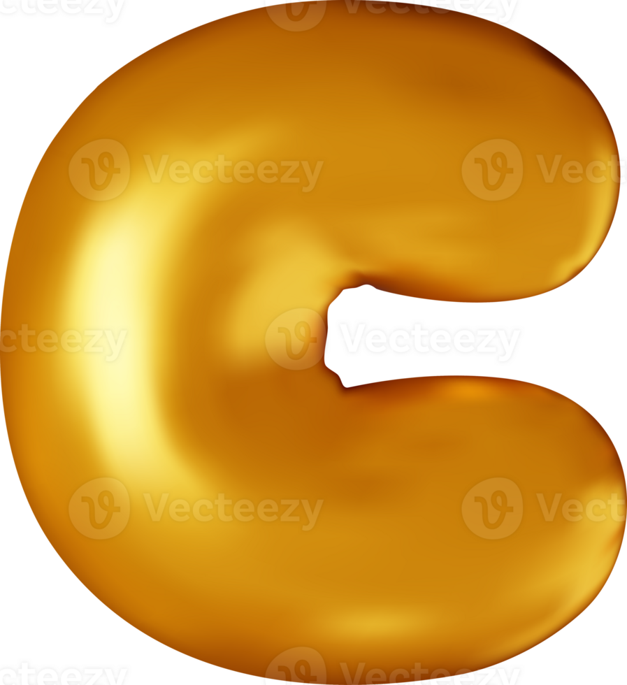 3d gold alphabet balloon single letter C png