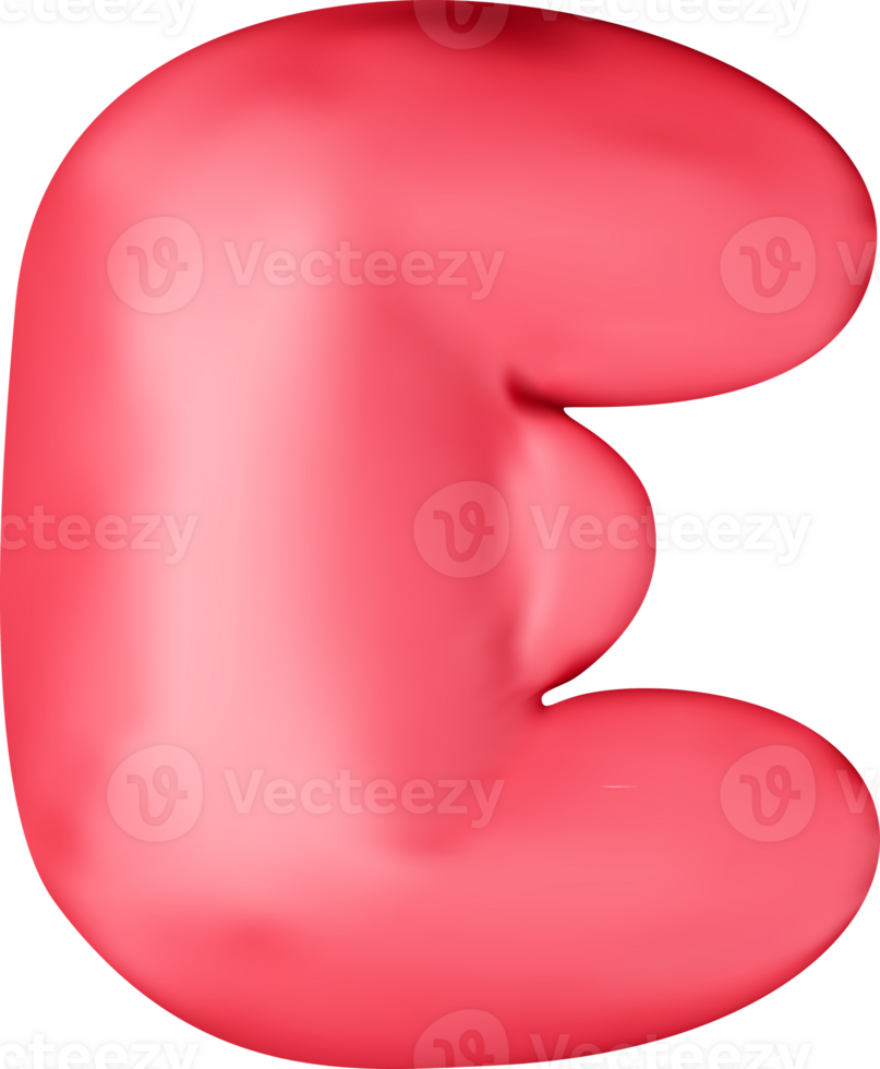 3d red alphabet balloon single letter E png