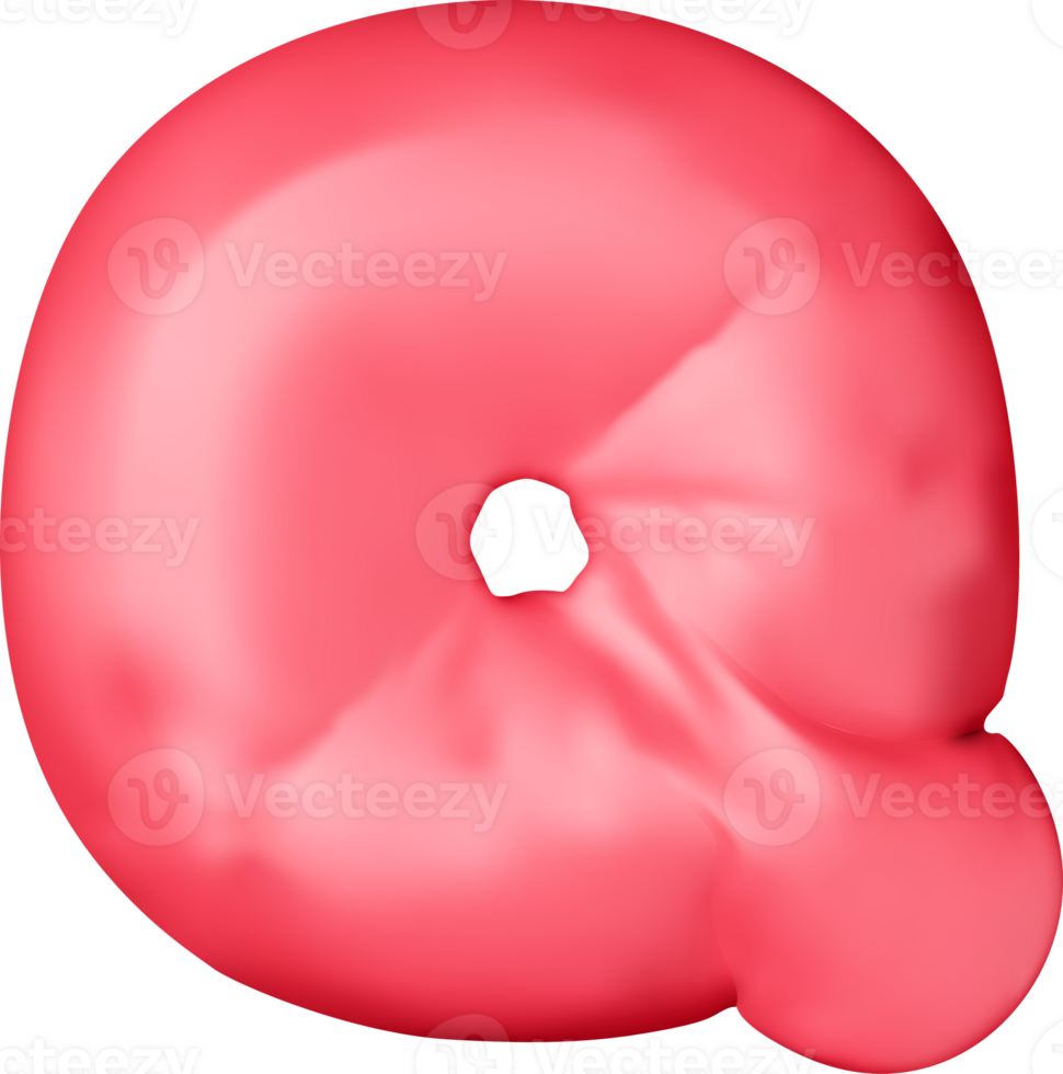 3d red alphabet balloon single letter Q png