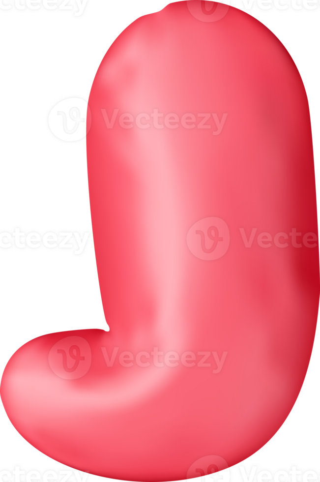 3d red alphabet balloon single letter J png