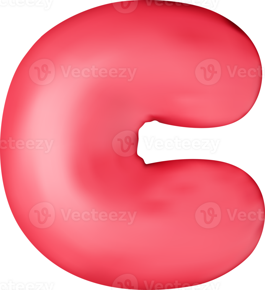 3d red alphabet balloon single letter C png