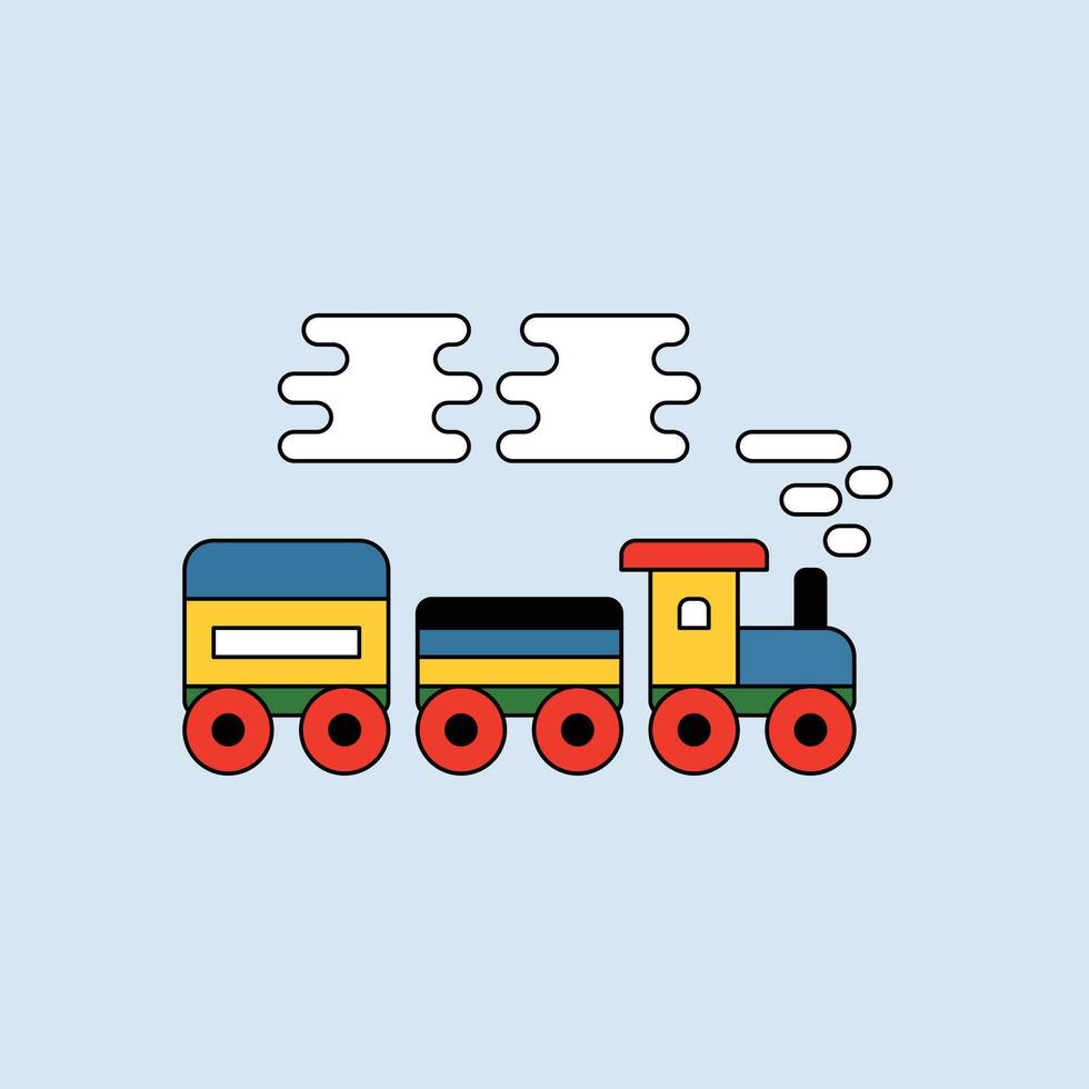 running train with smoke cartoon vector
