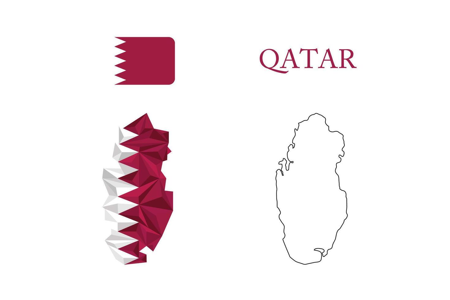 abstract polygonal map of qatar vector