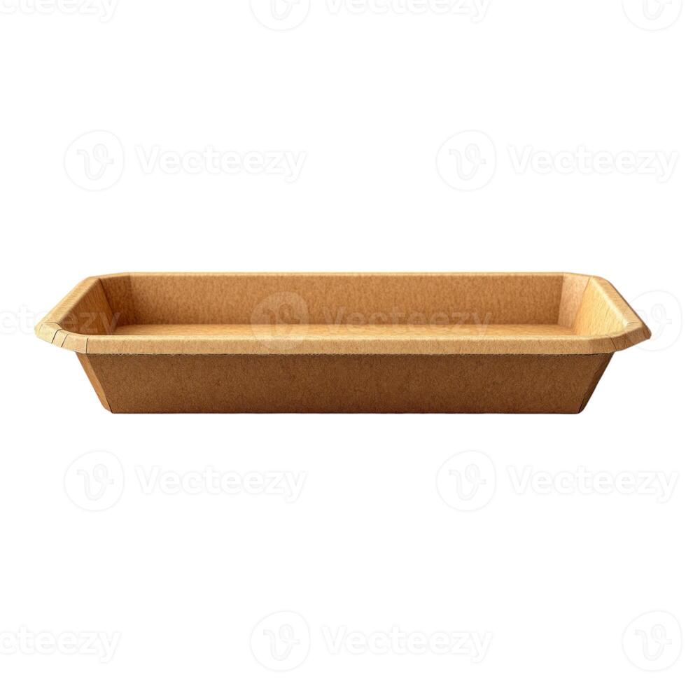 A rectangular brown paper tray on a white background photo