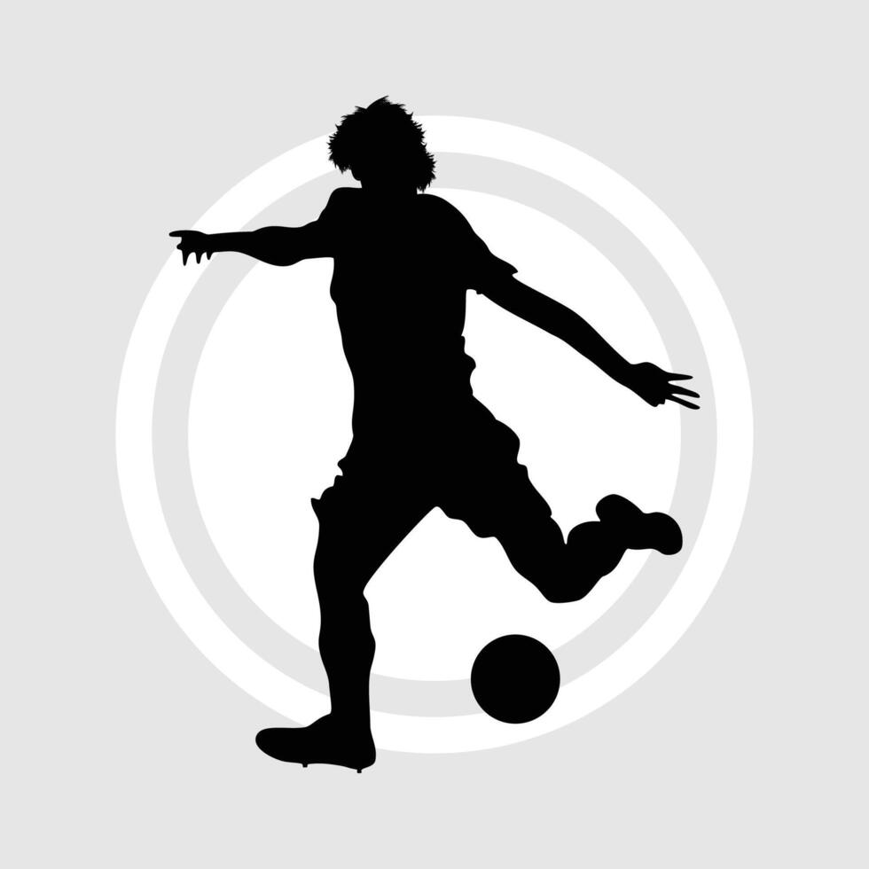 man kick ball soccer silhouette vector