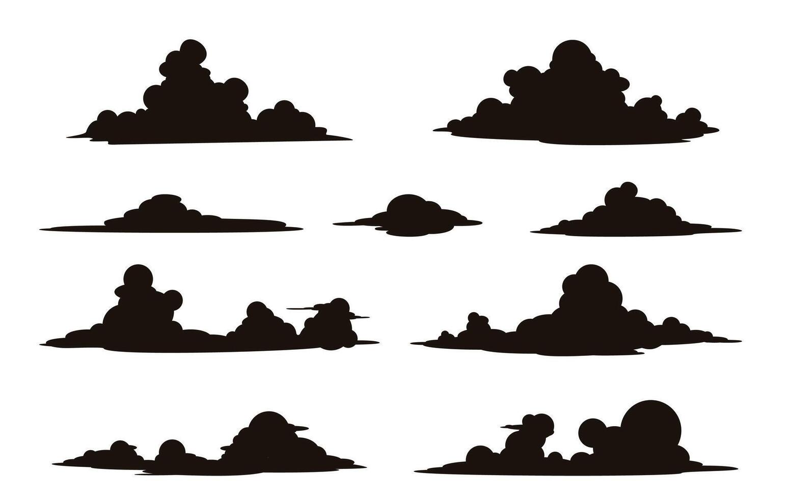set of clouds silhouette illustration vector