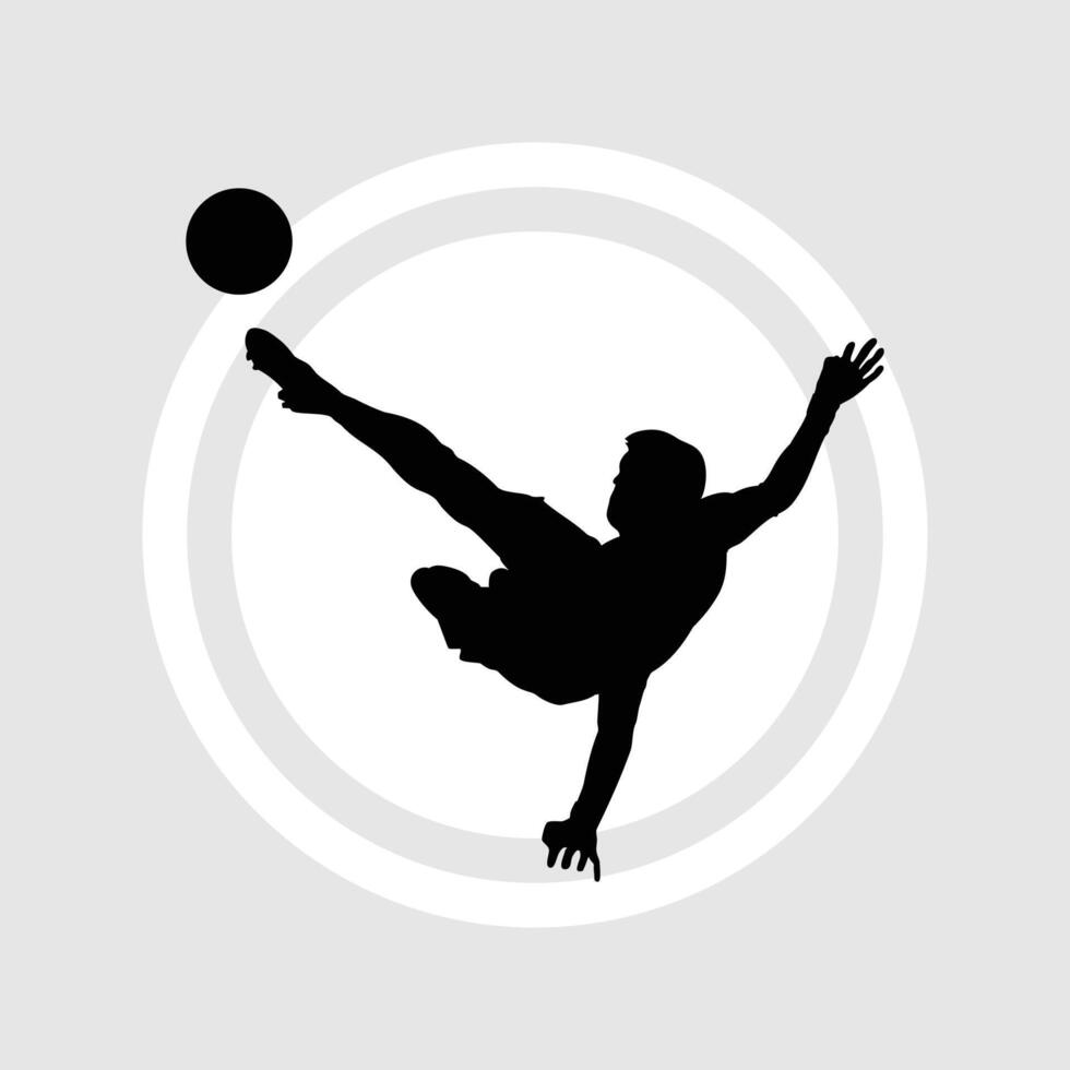 footballer acrobatic kick soccer silhouette vector