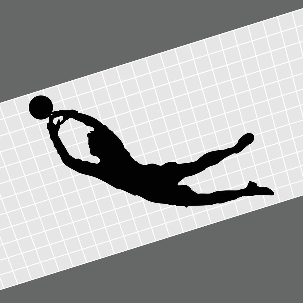 jumping goalkeeper save ball silhouette vector