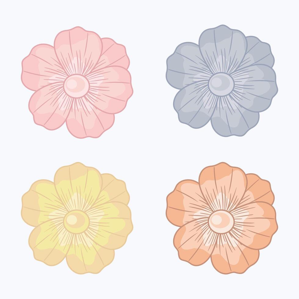 flower simple flat pastel colour vector