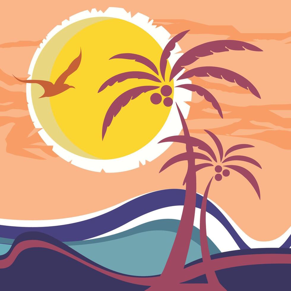 abstract sunset beach landscape background vector