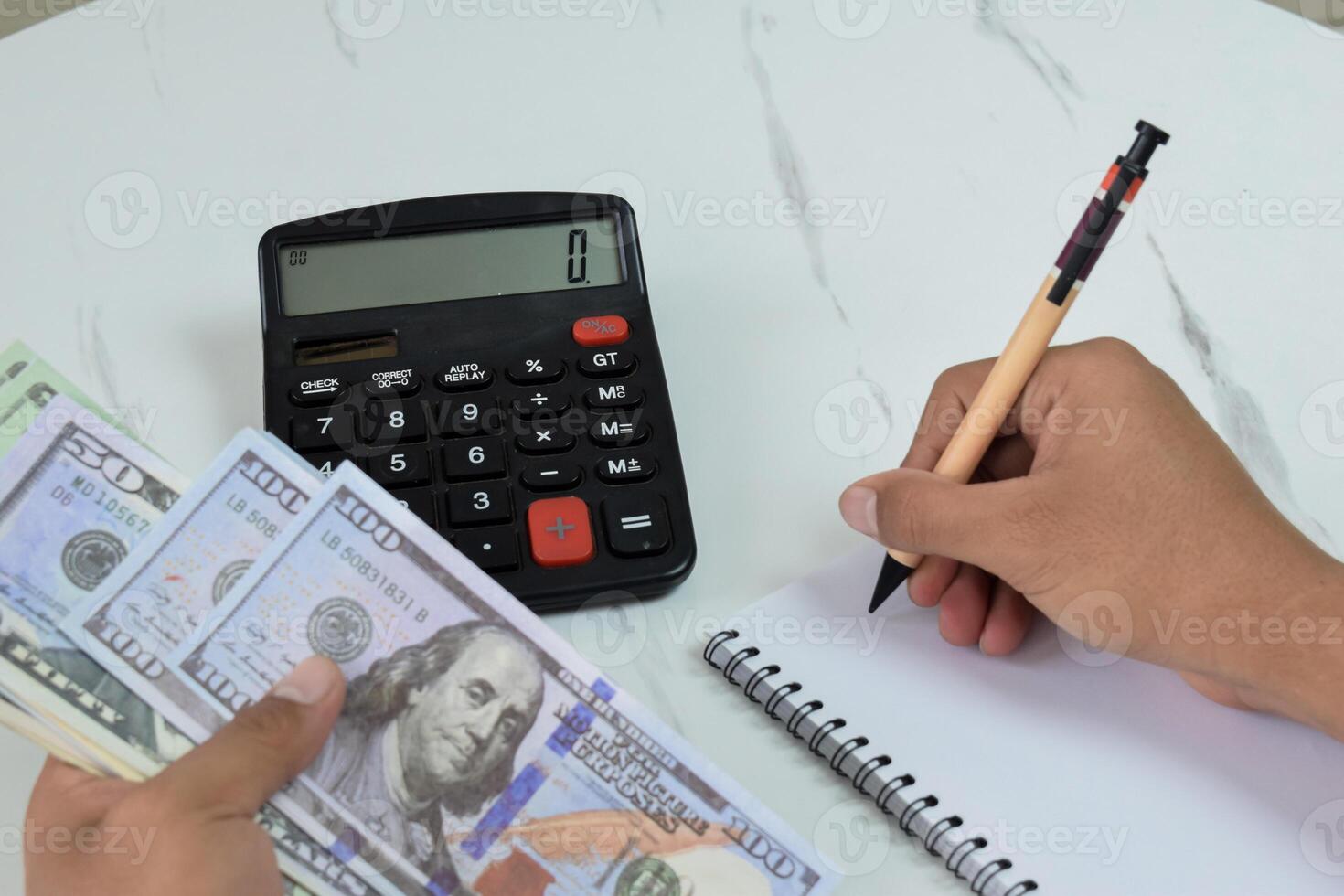 A man is counting Dollar banknotes, financial management concept photo