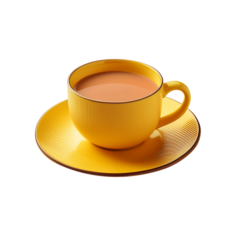Yellow cup of milk tea on transparent background png