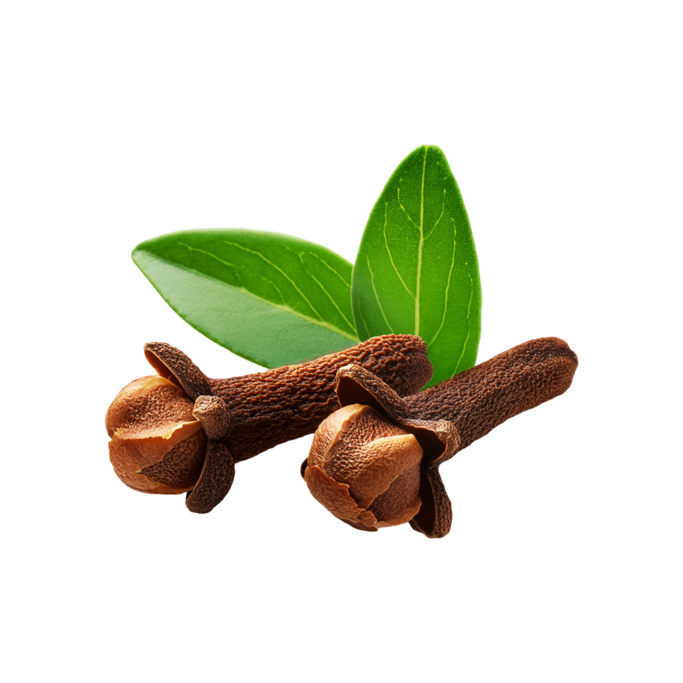 Clove with green leaf on transparent background png