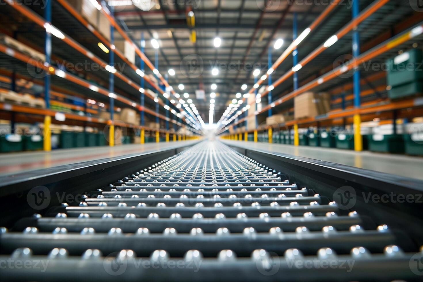 Empty Conveyor belt in distribution center photo