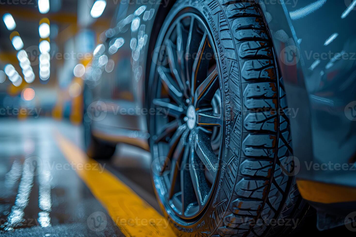 Car care maintenance and servicing, Tires in the auto repair service center, customer of a tire dealer, repairing change spare part problem and insurance service support the range of car check photo