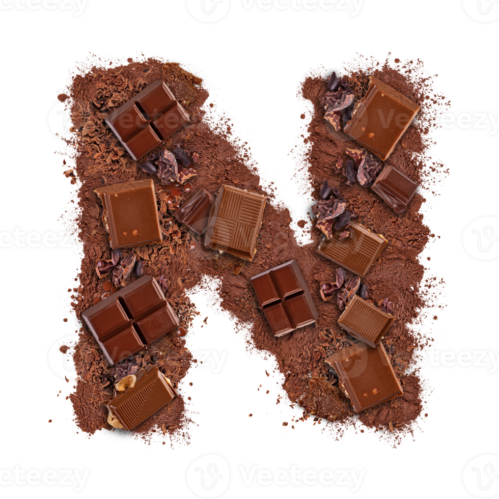 Letter N made of chocolate png