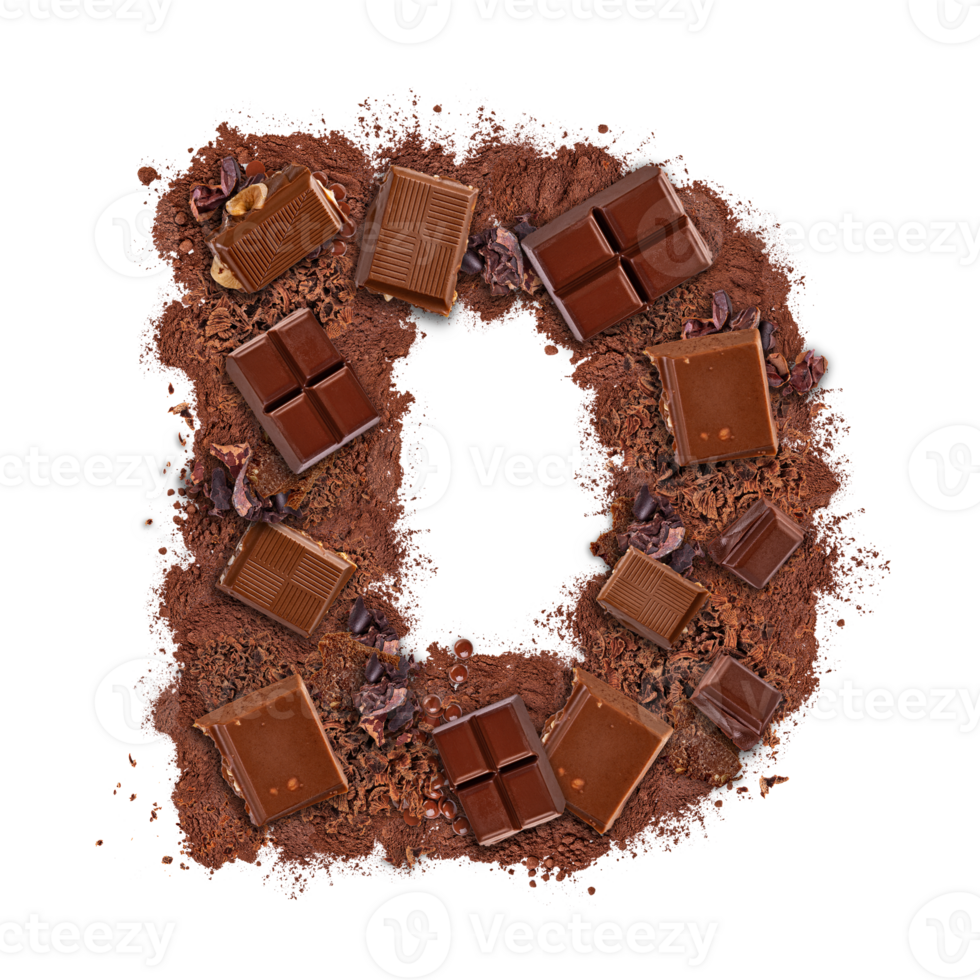 Letter D made of chocolate png