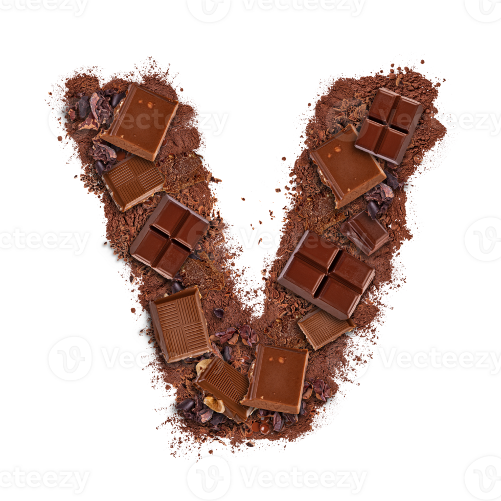 Letter V made of chocolate png