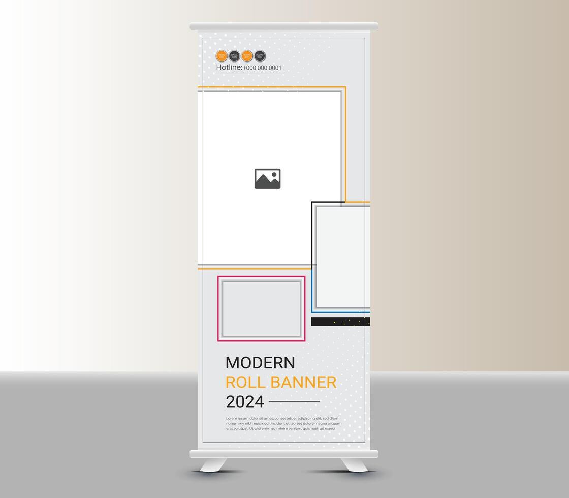 Roll up banner stand design template vector