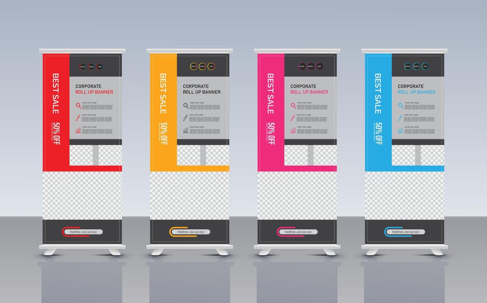 Modern geometric roll up banner template design vector