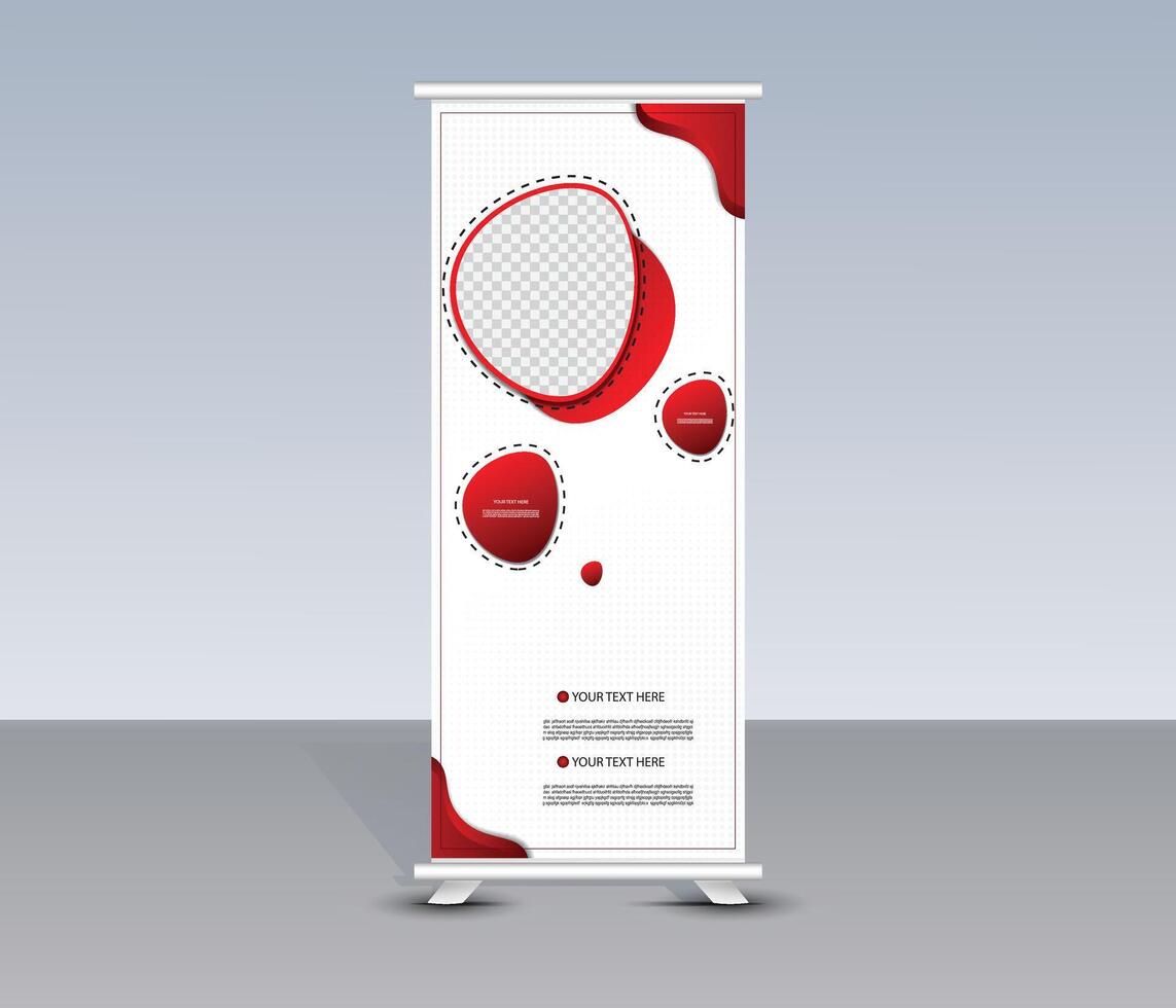 Modern roll up banner with red and white design vector