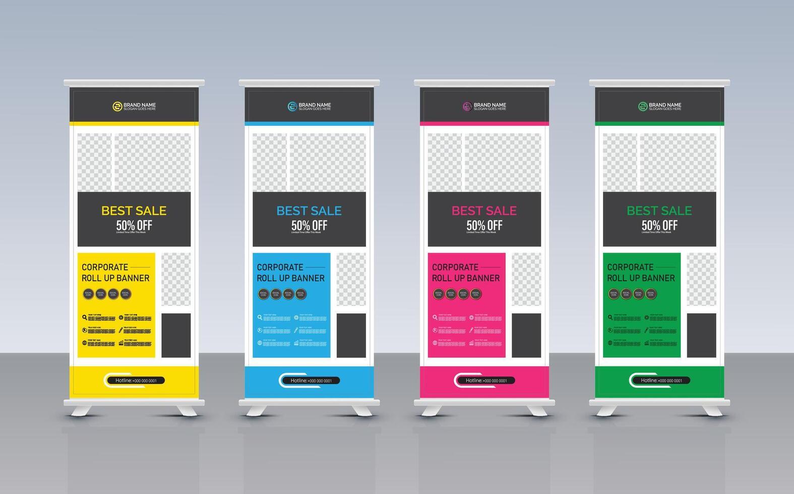 Corporate roll up banner template design vector